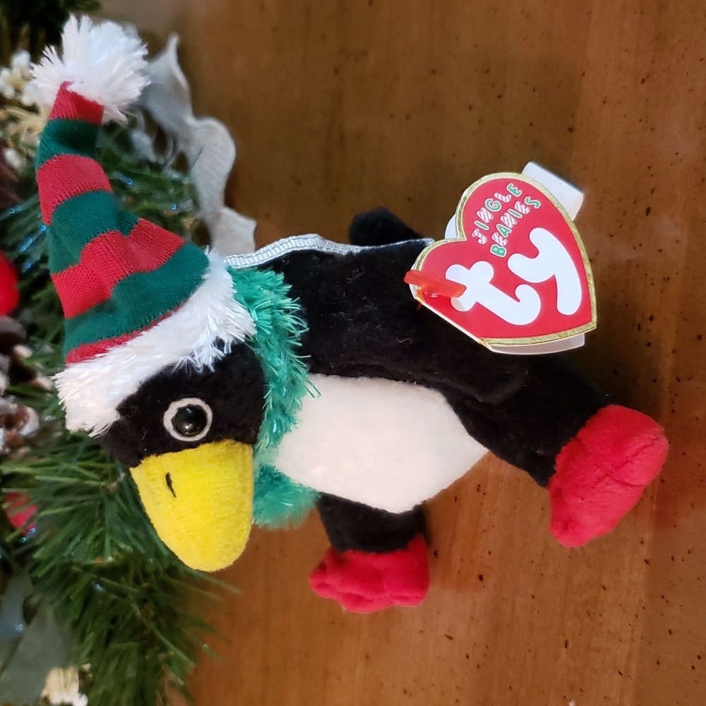 🎅 Vintage TY Jingles Beanies 'Toboggan' Penguin 2004 with tags